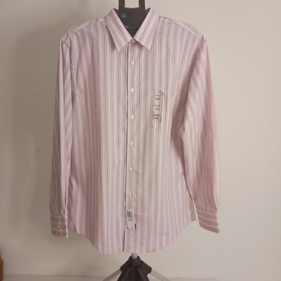 Van Heusen Men’s Fitted Button Down Shirt Pink Maroon White Stripes Size 17 NWT - Picture 16 of 16